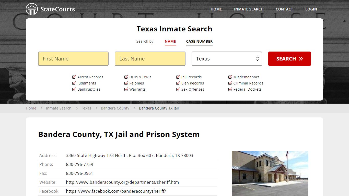 Bandera County TX Jail Inmate Records Search, Texas - StateCourts