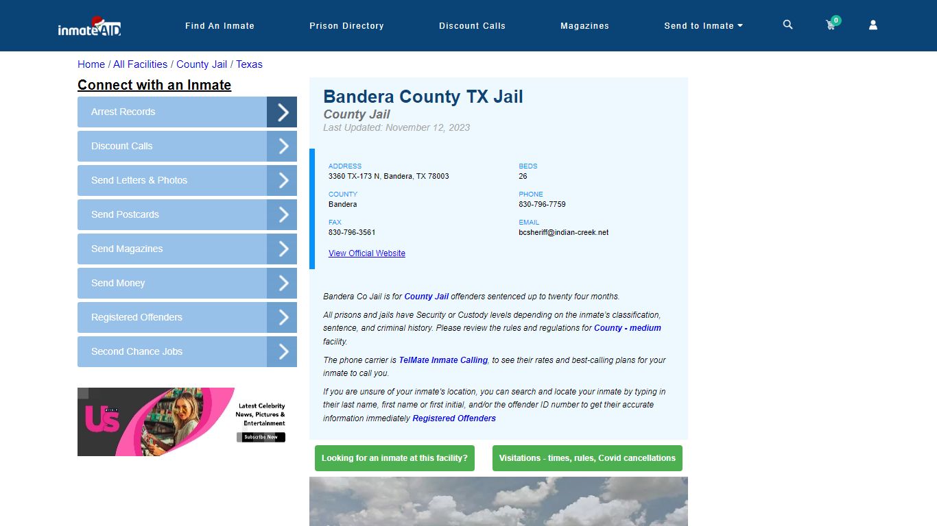 Bandera County TX Jail - Inmate Locator - Bandera, TX